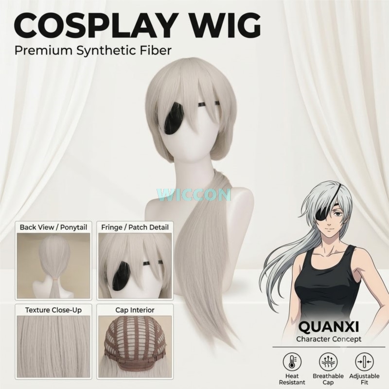 Anime Cosplay Long Hair - Parrucca Lunga Grigio Argento per Cosplay