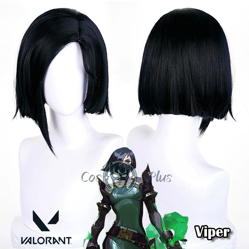 Anime Cosplay Girl With Black Hair - Gioco Valorant Viper Parrucca Cosplay Sabine