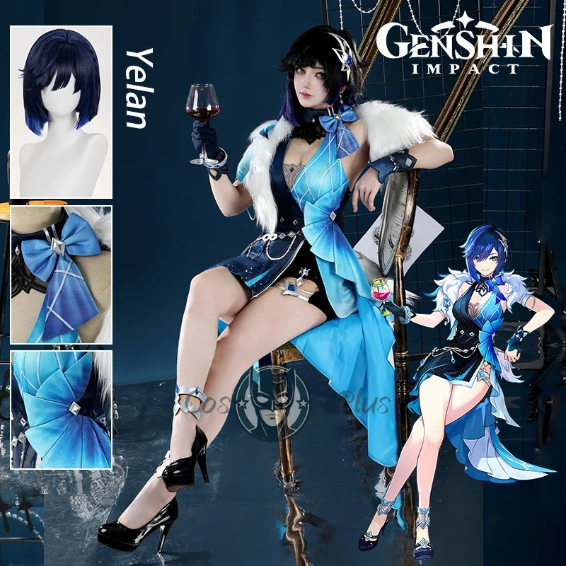 Anime Cosplay Dress For Women - Genshin Impact Yelan Costume Cosplay Parrucca
