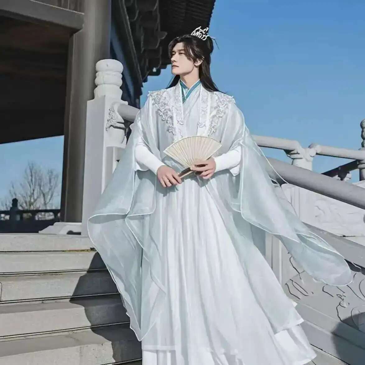 Anime Cosplay Dress For Women - Costume cosplay bianco ricamato cinese da