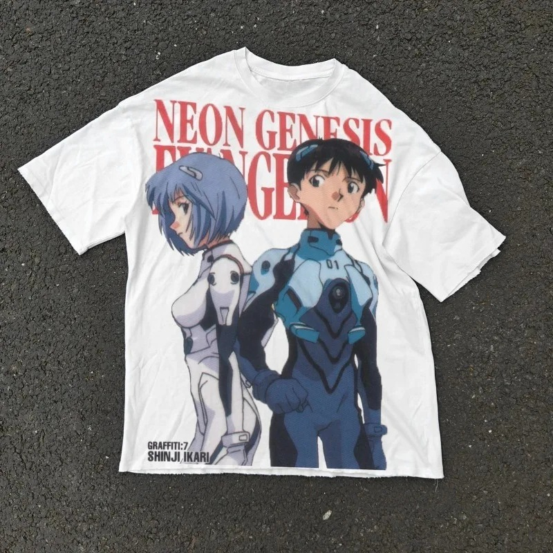 Anime Cosplay Title - T-shirt Oversize Bianca in Cotone con